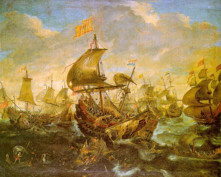 Andries van Eertvelt The Battle of the Spanish Fleet with Dutch Ships in May 1573 During the Siege of Haarlem France oil painting art